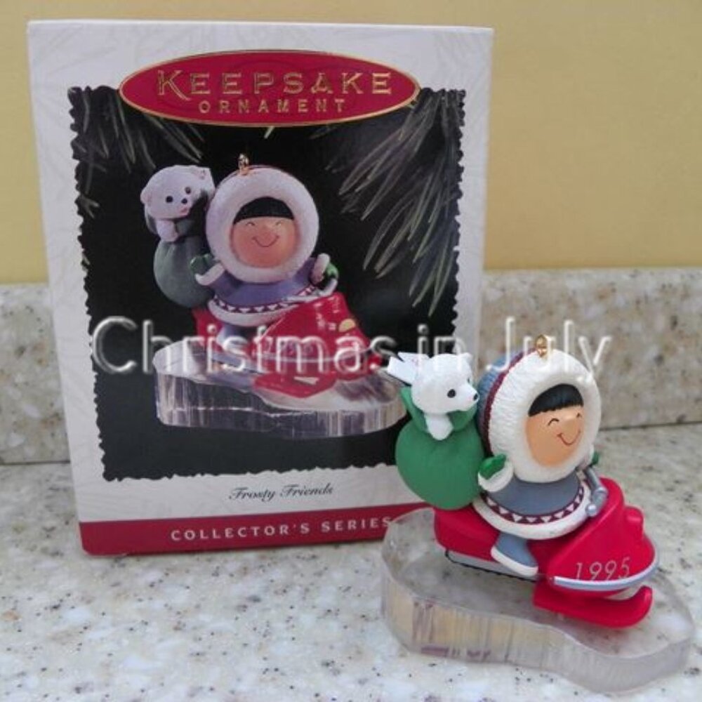 Hallmark 1995 Frosty Friends series eskimo snowmobile Christmas Ornament